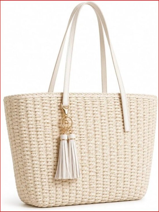 Handbags - M Size Straw Tote Bag Woven Handmade Shoulder Bag Handbag